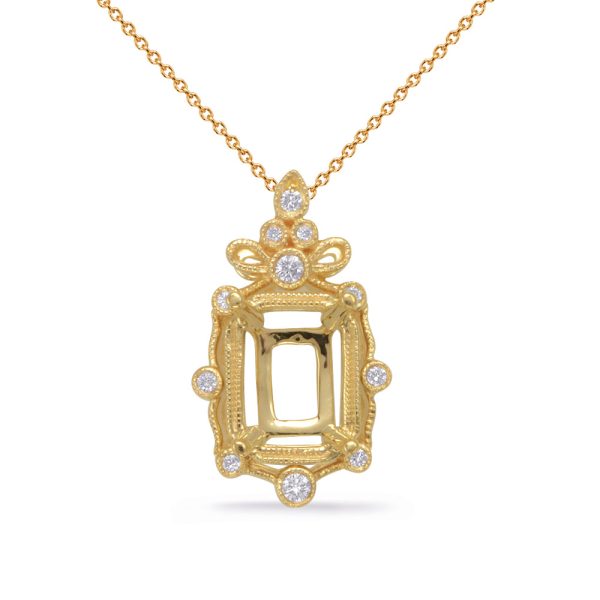 Yellow Gold Diamond Pendant 8x6ec Cente