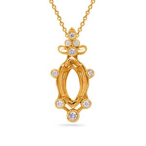 Yellow Gold Diamond Pendant 8x4mm