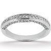 A silver band ring with a pave setting of small diamonds along the top edge.
