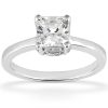A silver engagement ring featuring a prominent square-cut diamond.