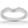 A silver ring with a curved design is displayed on a white background.