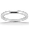 A simple silver ring with a smooth, shiny surface is displayed against a plain background.