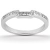 A silver ring featuring a row of clear, square-cut gemstones set along the band.
