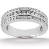A silver ring with two rows of small, sparkling gemstones encircles a smooth band.