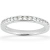 A silver band ring with small clear stones set evenly along the top edge.