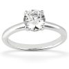A silver ring with a large, round, clear gemstone set in the center.