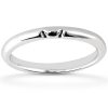 A simple silver ring with a smooth, round band and two small decorative accents on the top.