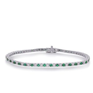White Gold Emerald & Dia Bracelet