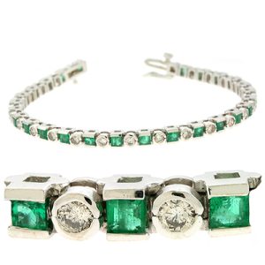 Emerald & Dia White Gold Bracelet