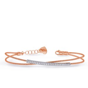 White & Rose Gold Bangle Italian Made