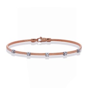 Rose White Gold Bangle Italian Made