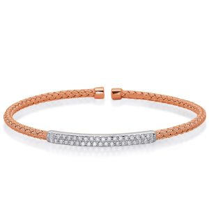 Rose and White Gold Bangle Italian Made