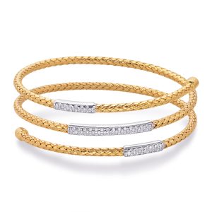White & Yellow Gold Bangle Italian Made
