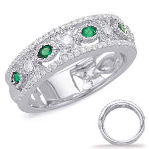White Gold Emerald & Diamond Ring