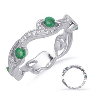 White Gold Emerald & Diamond Ring