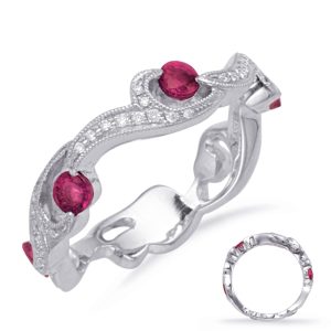 White Gold Ruby & Diamond Ring