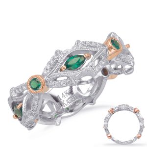 Rose & White Gold Tsavorite & Dia Ring
