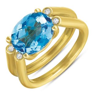 Blue Topaz. & Diamond Ring