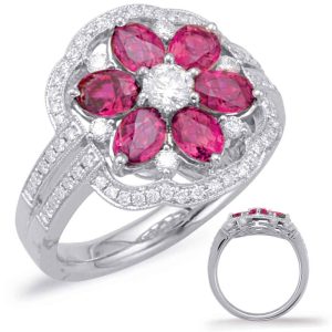 White Gold Ruby & Diamond Ring