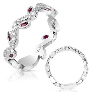 White Gold Ruby & Diamond Band