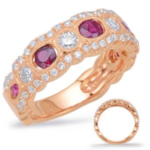 Rose Gold Ruby & Diamond Band