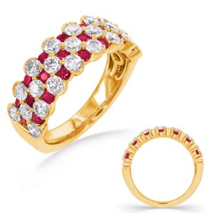 Yellow Gold Ruby & Diamond Band
