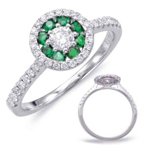 White Gold Emerald & Diamond Ring