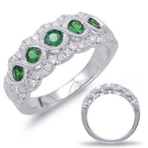 White Gold Emerald & Diamond Ring