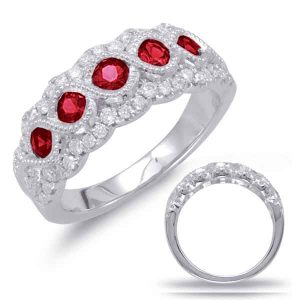 White Gold Ruby & Diamond Ring