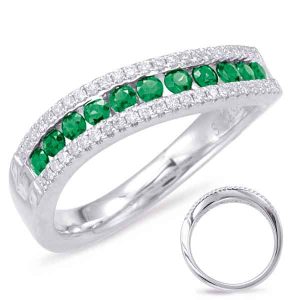 White Gold Emerald & Diamond Ring