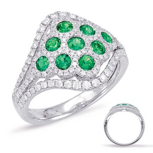 White Gold Emerald & Diamond Ring