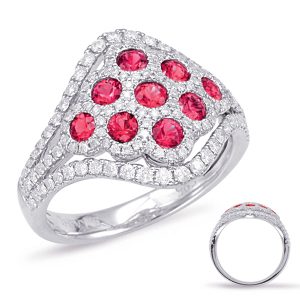 White Gold Ruby & Diamond Ring