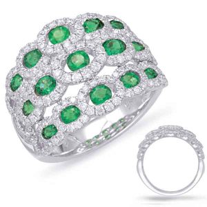 White Gold Emerald & Diamond Ring