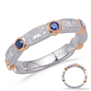 Rose & White Sapphire & Diamond Ring