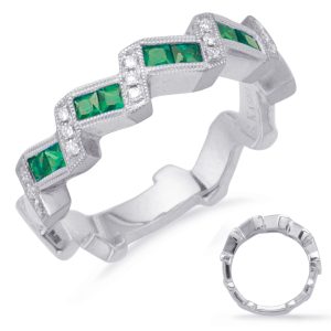 White Gold Emerald & Diamond Ring