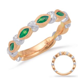 Rose & White Gold Emerald & Diamond Ring