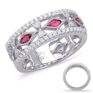 White Gold Ruby & Diamond Ring