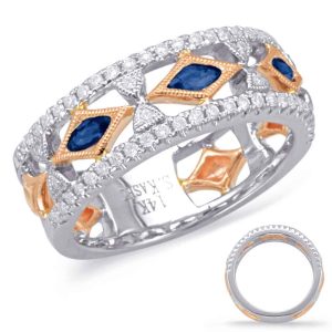 Rose & White Sapphire & Diamond Ring