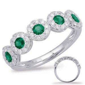White Gold Emerald & Diamond Ring