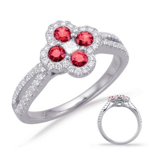 White Gold Ruby & Diamond Ring