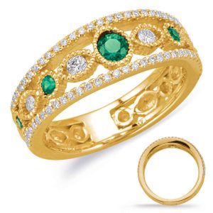 Yellow Gold Emerald & Diamond Ring