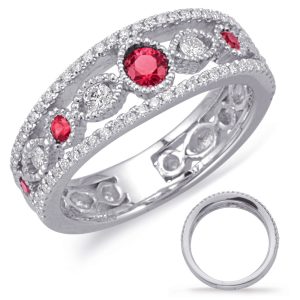 White Gold Ruby & Diamond Ring