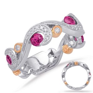 Rose & White Gold Ruby & Diamond Ring