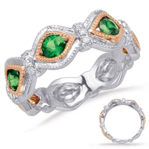 Rose & White Gold Emerald & Diamond Ring