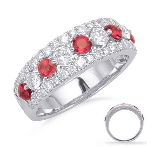 White Gold Ruby & Diamond Ring