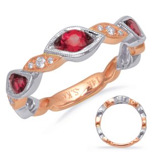Rose & White Gold Ruby & Diamond Ring