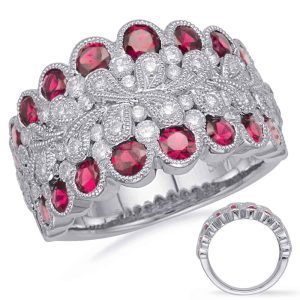 White Gold Ruby & Diamond Ring