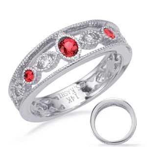 White Gold Ruby & Diamond Ring