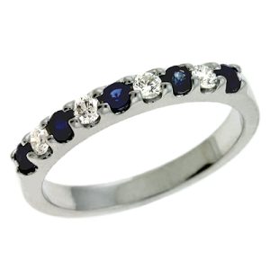 Sapphire & Dia White Gold Band