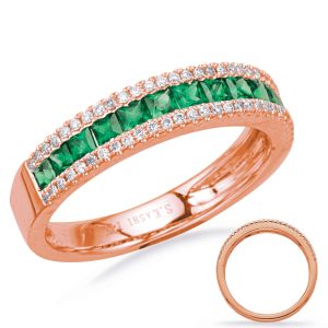 Rose Gold Emerald & Diamond Ring